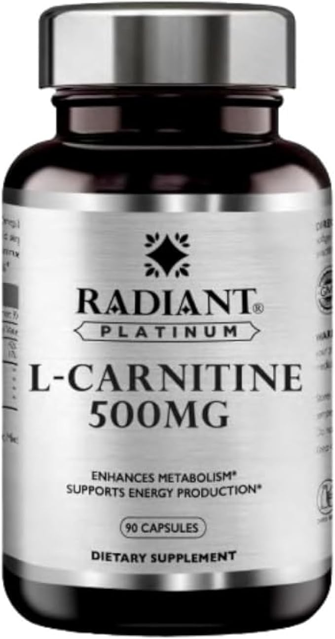 Radiant Platinum L-Carnitine 500 MG – Supports Fat Metabolism, Energy Booster & Weight Management x 90 Capsules - Image 1